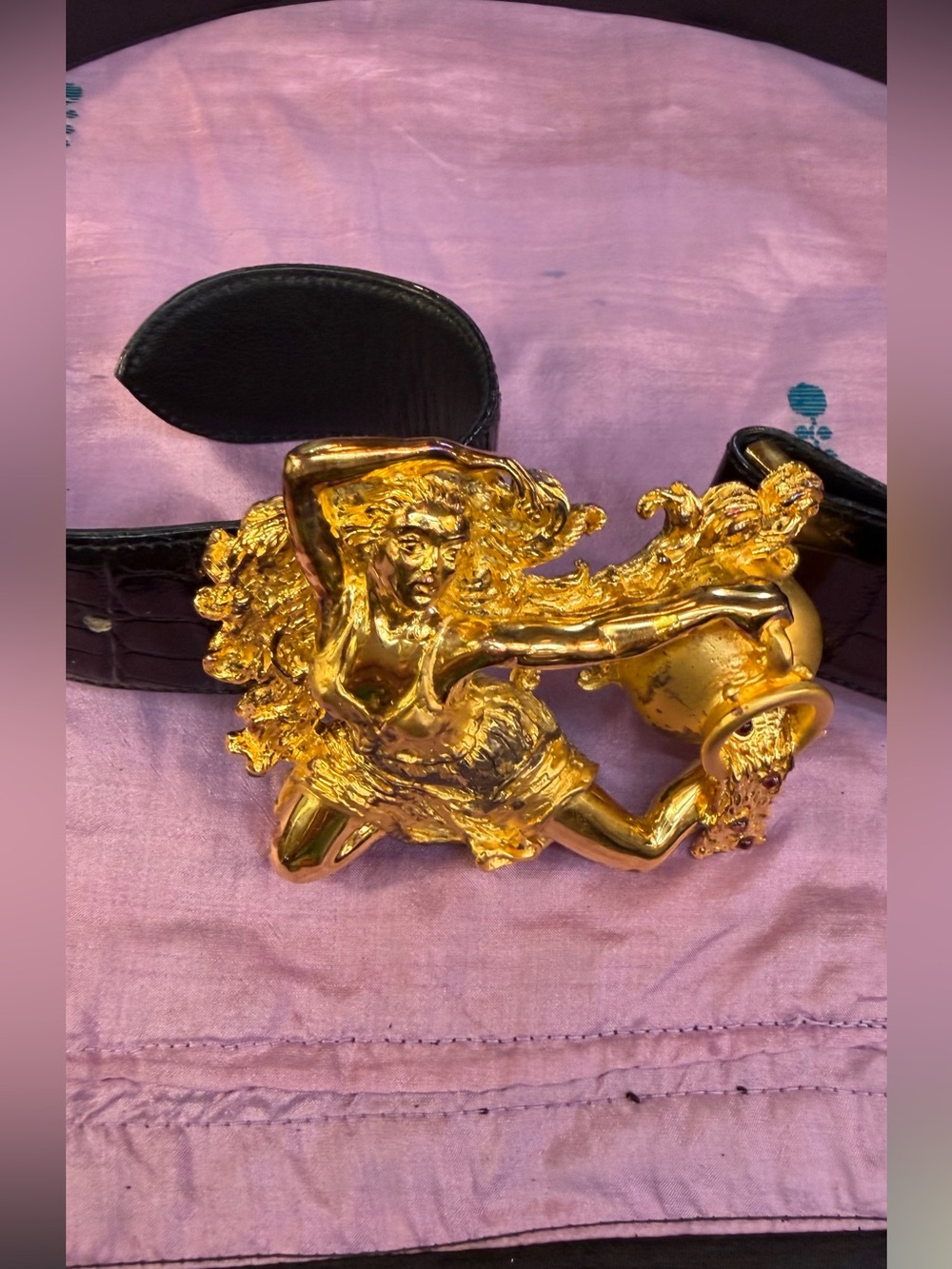 Lana of London Authentic Alligator Skin Belt with Silver Sterling Buckle